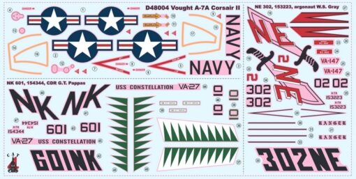 CAT4 1/48 A-7A Corsair II Decals (for Hasegawa) D48004