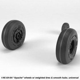 Armory 1/48 AH-64 Apache wheels w/ weighted tires, smooth hubs AR AW48330