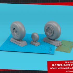 Armory 1/48 B-17B/C/D/E/F Flying Fortress wheels w/ weighted tyres type "b" (FS) & PE hubcaps AR AW48343