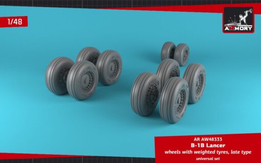 Armory 1/48 B-1B Lancer wheels w/ weighted tires, late AR AW48333