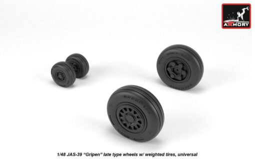 Armory 1/48 JAS-39 "Gripen" wheels w/ weighted tires, late AR AW48504