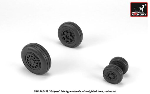 Armory 1/48 JAS-39 "Gripen" wheels w/ weighted tires, late AR AW48504