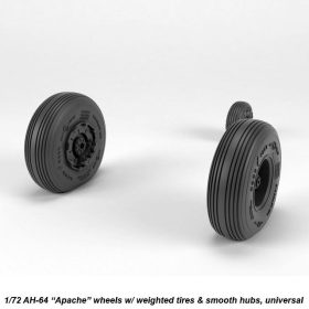Armory 1/72 AH-64 Apache wheels w/ weighted tires, smooth hubs AR AW72335
