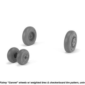 Armory 1/72 Fairey "Gannet" late type wheels w/ weighted tires of checkerboard tire pattern AR AW72413
