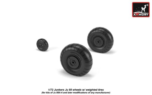Armory 1/72 Junkers Ju 88 late wheels w/ weighted tires AR AW72202