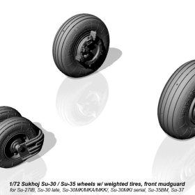 Armory 1/72 Sukhoi Su-30 / Su-35 wheels w/ weighted tires, front mudguard AR AW72035