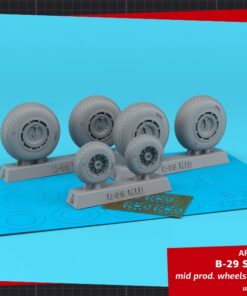 Armory 1/72 B-29 Superfortress mid production wheels w/ weighted tyres (RA) & PE hubcaps AR AW72357