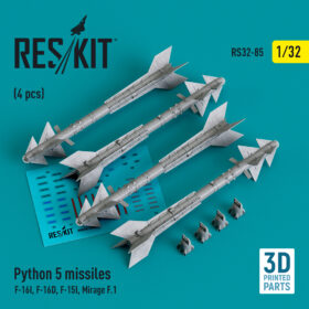 ResKit 1/32 Rafael Python 5 missile (4 pcs) 3D Printed (F-16I, F-16D, F-15I Mirage F.1) RS32-0085