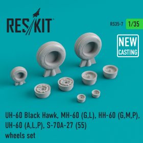 ResKit 1/35 UH-60 Black Hawk, MH-60 (G,L), HH-60 (G,M,P), UH-60 (A,L,P) S-70A-27 (55) wheels set RS35-0007