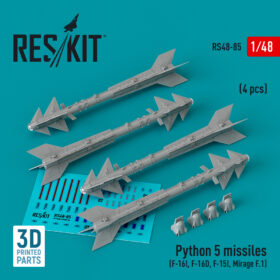 ResKit Python 5 missiles (4 pcs) (F-16I, F-16D, F-15I, Mirage F.1) (3D Printed) (1/48) RS48-0085