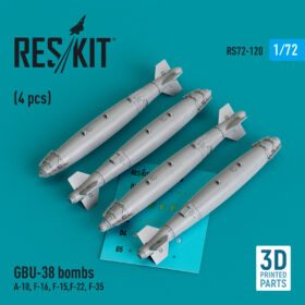 ResKit GBU-38 bombs (4 pcs) (A-10, F-16, F-15,F-22, F-35) (3D Printed) (1/72) RS72-0120
