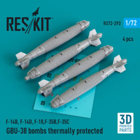 ResKit GBU-38 bombs thermally protected (4 pcs) (F-14B, F-14D, F-18,F-35B,F-35C) (3D Printed) (1/72) RS72-0293