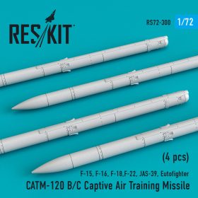 ResKit 1/72 CATM-120 B/C Captive Air Training Missile (4 pcs) (F-15, F-16, F-18,F-22, JAS-39, Eutofighter ) RS72-0300