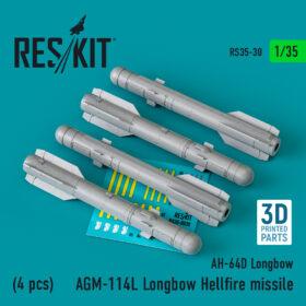 ResKit AGM-114L "Longbow Hellfire" missiles (4 pcs)(AH-64D Longbow) (3D Printed) (1/35) RS35-0030