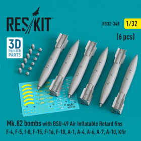 ResKit 1/32 Mk.82 bombs with BSU-49 Air Inflatable Retard fins (6 pcs) RS32-0348