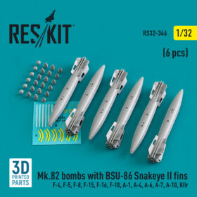 ResKit 1/32 Mk.82 bombs with BSU-86 Snakeye II fins (6 pcs) RS32-0346