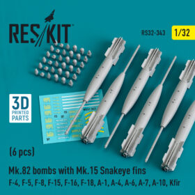ResKit 1/32 Mk.82 bombs with Mk.15 Snakeye fins (6 pcs) RS32-0343