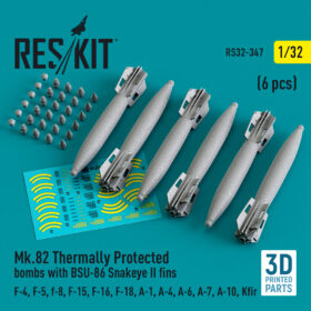 ResKit 1/32 Mk.82 thermally protected bombs with BSU-86 Snakeye II fins (6 pcs) RS32-0347