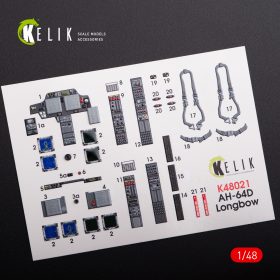 Kelik 1/48 AH-64D "Apache longbow" interior 3D decals for Hasegawa kit (1/48) K48021