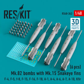 ResKit Mk.82 bombs with Mk.15 Snakeye fins (6 pcs) (3D Printed) (1/48) RS48-0343