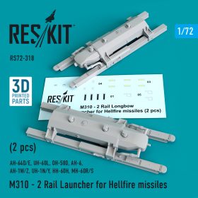 ResKit 1/72 M310 - 2 Rail Launcher for Hellfire missiles (2 pcs) (AH-64D/E, UH-60L, OH-58D, AH-6, AH-1W/Z, UH-1N/Y, HH-60H, MH-60R/S) (1/72) RS72-0318