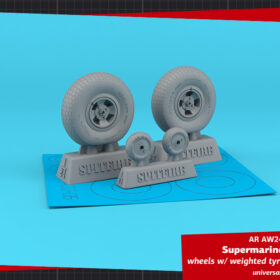 Armory 1/24 Supermarine Spitfire wheels w/ weighted tyres of blocks pattern & 4-spoke hubs AR AW24403
