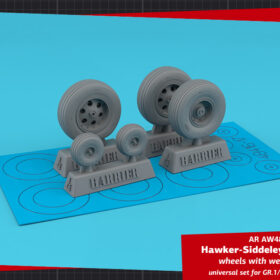 Armory 1/48 H.S. Harrier GR.1/GR.3/FRS.1/AV-8A wheels w/ weighted tyres AR AW48416