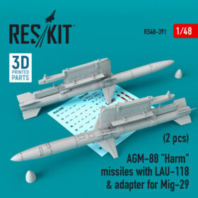 ResKit 1/48 AGM-88 "Harm" missiles with LAU-118 & adapter for Mig-29 (2 pcs) RS48-0391