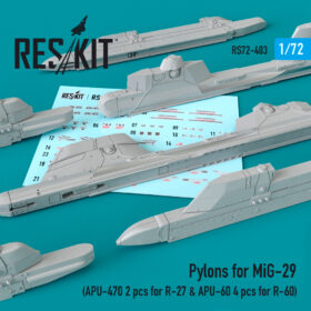 ResKit 1/72 Pylons for MiG-29 (APU-470 2 pcs for R-27 & APU-60 4 pcs for R-60) RS72-0403