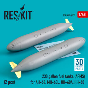 ResKit 230 gallon fuel tanks (AFMS) for AH-64, MH-60L, UH-60A, HH-60 (2 pcs) (3D printing) (1/48) RSU48-0279