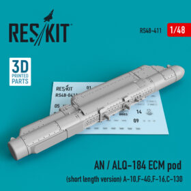 ResKit AN / ALQ-184 ECM pod (short length version) (A-10,F-4G,F-16,C-130) (3D printing) (1/48) RS48-0411