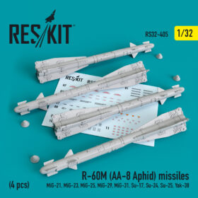 ResKit R-60М (AA-8 Aphid) missiles (4 pcs) (MiG-21,MiG-23,MiG-25, MiG-29,MiG-31,Su-17,Su-24,Su-25,Yak-38) (1/32) RS32-0405