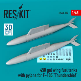ResKit 1/48 450 gal wing fuel tanks with pylons for F-105 "Thunderchief" (2 pcs)  RS48-0397