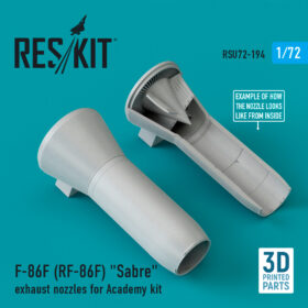 ResKit 1/72 F-86F (RF-86F) "Sabre" exhaust nozzles for Academy kit (3D Printing)  RSU72-0194