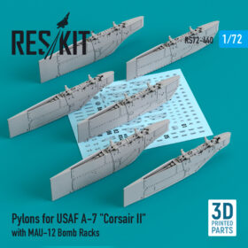 ResKit 1/72 Pylons for USAF A-7 "Corsair II" with MAU-12 Bomb Racks (3D Printing)  RS72-0440