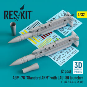 ResKit 1/32 AGM-78 "Standard ARM" with LAU-80 launcher (2 pcs) (F-105,F-4,A-6,EA-6B) (3D printing)  RS32-0445