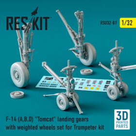 ResKit 1/32 F-14 (A,B,D) "Tomcat" landing gears with weighted wheels set for Trumpeter kit (3D Printing)  RSU32-0087
