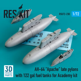 ResKit 1/72 AH-64 "Apache" late pylons with 122 gal fuel tanks for Academy kit (3D Printing)  RSU72-0230