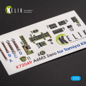Kelik 1/72 A6M3 Zero - interior 3D decals for Tamiya kit  K72049
