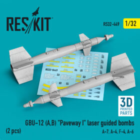 ResKit 1/32 GBU-12 (A,B) "Paveway I" laser guided bombs (2 pcs) (A-7, A-4, F-4, A-6) (3D Printed)  RS32-0449
