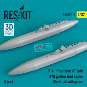 ResKit F-4 "Phantom II" late 370 gallon fuel tanks (Royal Jet) with pylons (2 pcs) (3D Printed) (1/32) RSU32-0112