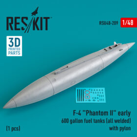 ResKit F-4 "Phantom II" early 600 gallon fuel tanks (all welded) with pylon (1 pcs) (3D Printed) (1/48) RSU48-0209