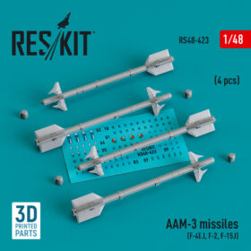 ResKit AAM-3 missiles (4 pcs) (F-4EJ, F-2, F-15J) (3D Printed) (1/48) RS48-0423