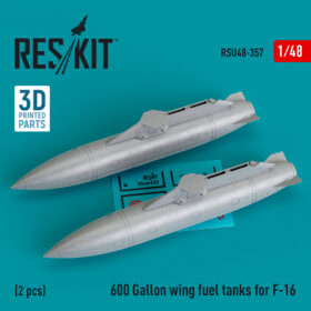 ResKit 600 Gallon wing fuel tanks for F-16 (2 pcs) (3D Printed) (1/48) RSU48-0357