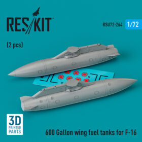 ResKit 600 Gallon wing fuel tanks for F-16 (2 pcs) (3D Printed) (1/72) RSU72-0264