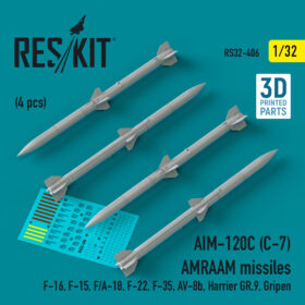 Reskit AIM-120C C-7 AMRAAM missiles (4 pcs) (3D Printed) (1/32) RS32-0406
