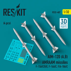 Reskit AIM-120 A,B AMRAAM missiles (4 pcs) (3D Printed) (1/32) RS32-0407