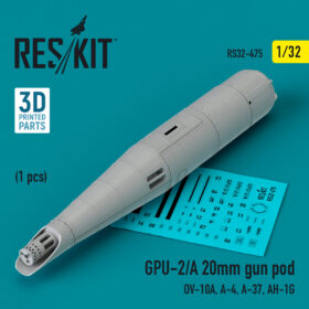 Reskit GPU-2/A 20mm gun pod (1 pcs) (3D Printed) (1/32) RS32-0475
