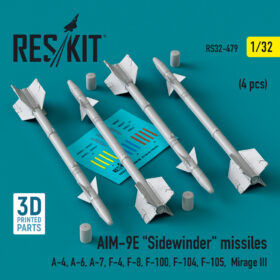 Reskit AIM-9E "Sidewinder" missiles (4 pcs) (3D Printed) (1/32) RS32-0479