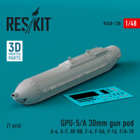 Reskit GPU-5/A 30mm gun pod (1 pcs) (3D Printed) (1/48) RS48-0138